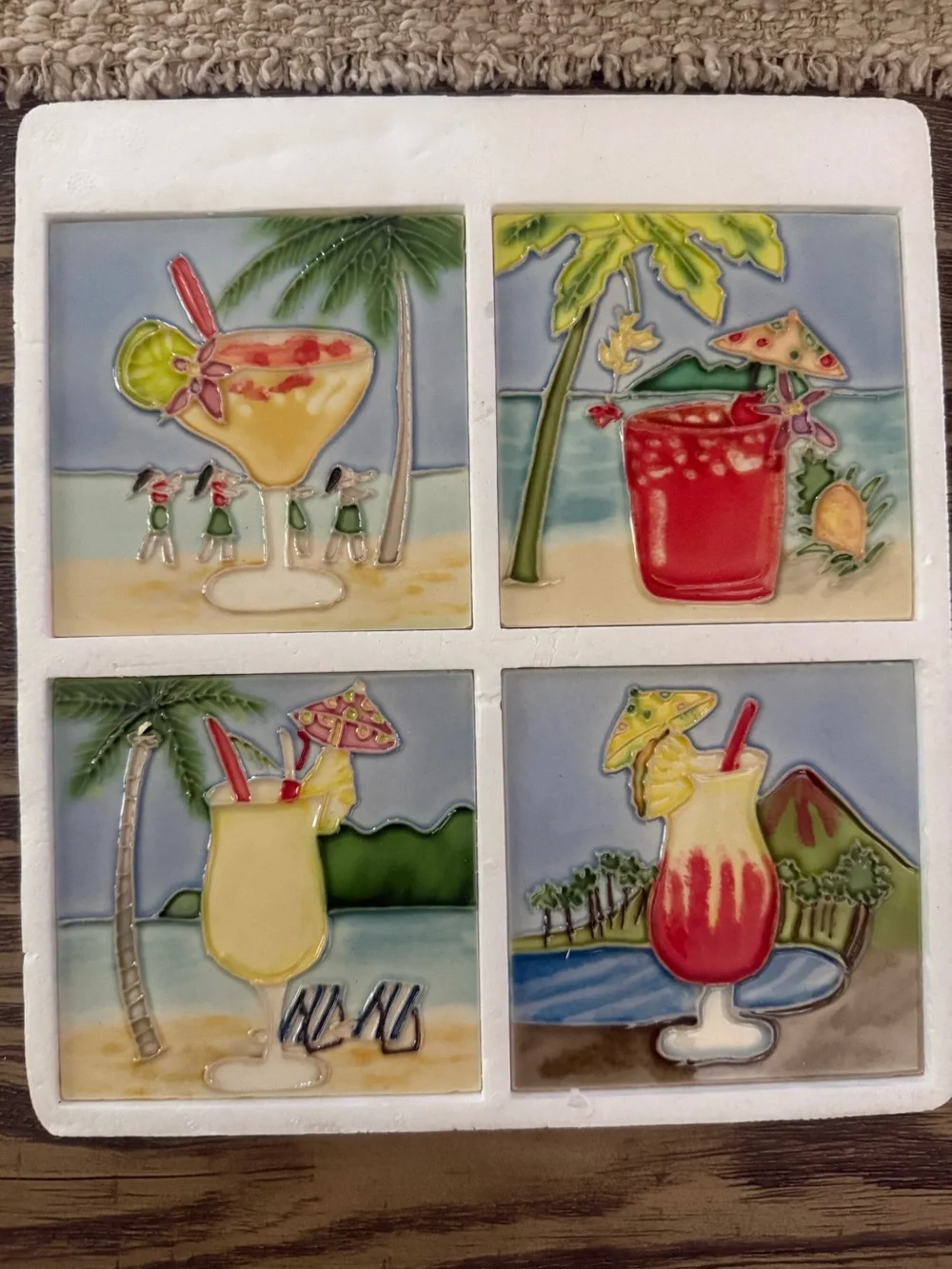Tropical Cocktail Ceramic Tile Plaque - Multi-Color